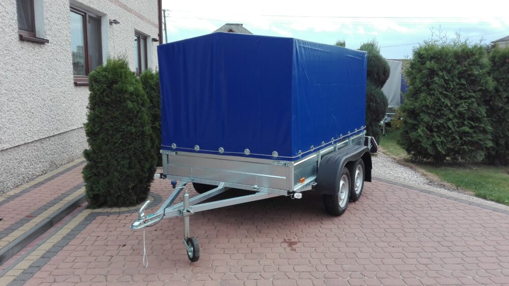 PRZYCZEPA dwuosiowa 251x149x37 + 100cm plandeka