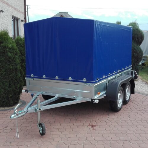 PRZYCZEPA dwuosiowa 251x149x37 + 100cm plandeka