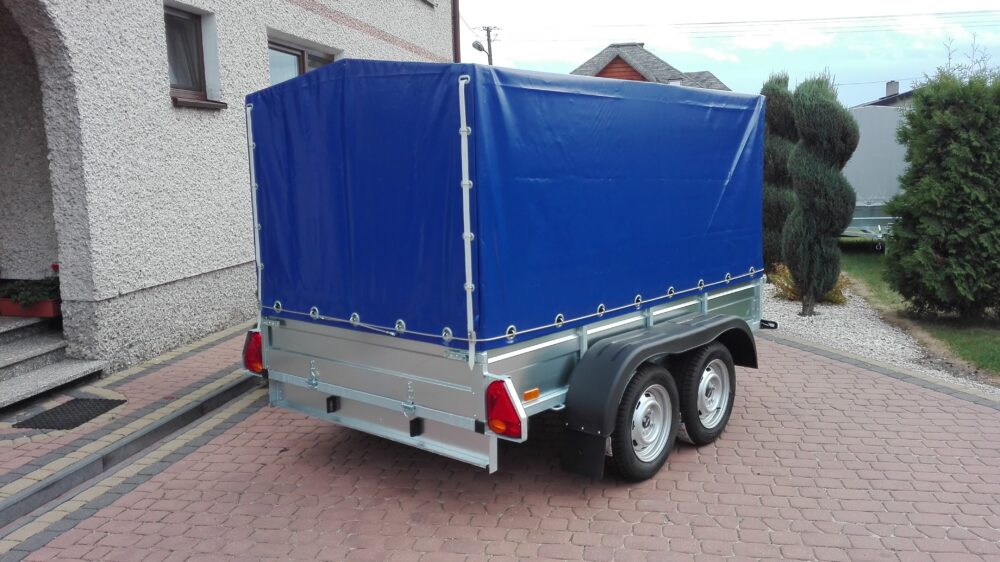 PRZYCZEPA dwuosiowa 251x149x37 + 100cm plandeka