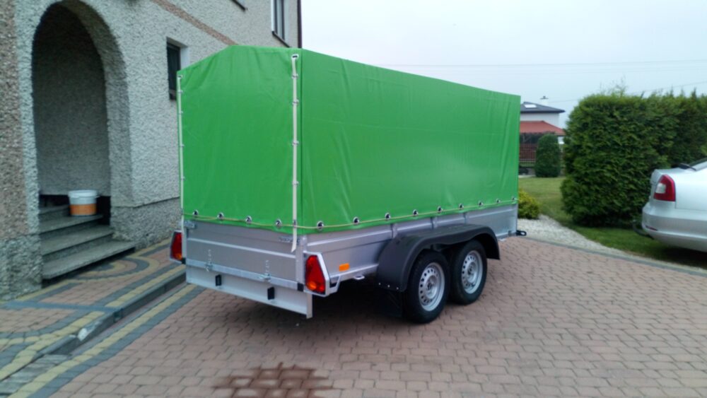 PRZYCZEPA dwuosiowa 281x149x37cm + 100cm plandeka