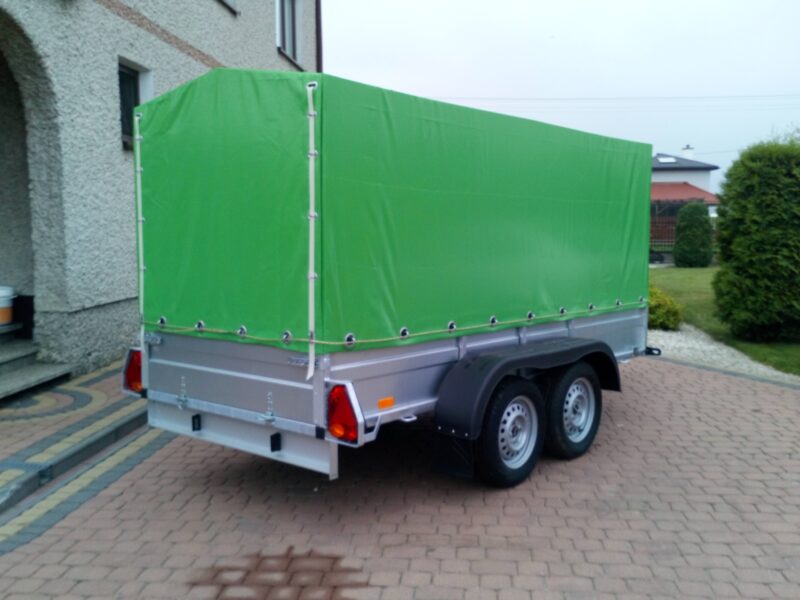 PRZYCZEPA dwuosiowa 281x149x37cm + 100cm plandeka