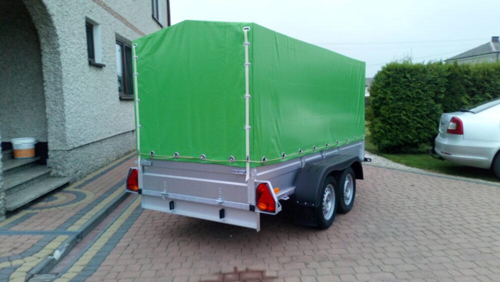 PRZYCZEPA dwuosiowa 281x149x37cm + 100cm plandeka