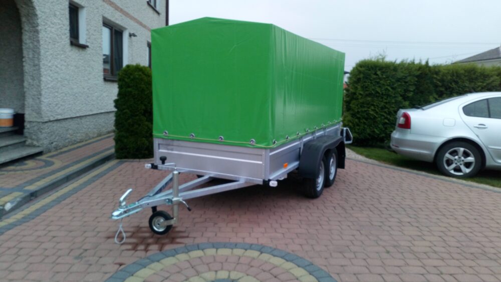 PRZYCZEPA dwuosiowa 281x149x37cm + 100cm plandeka