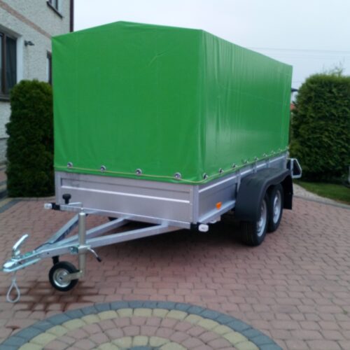 PRZYCZEPA dwuosiowa 281x149x37cm + 100cm plandeka