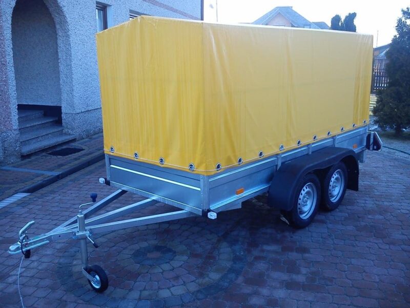PRZYCZEPA dwuosiowa 301x126x37 + 100cm plandeka