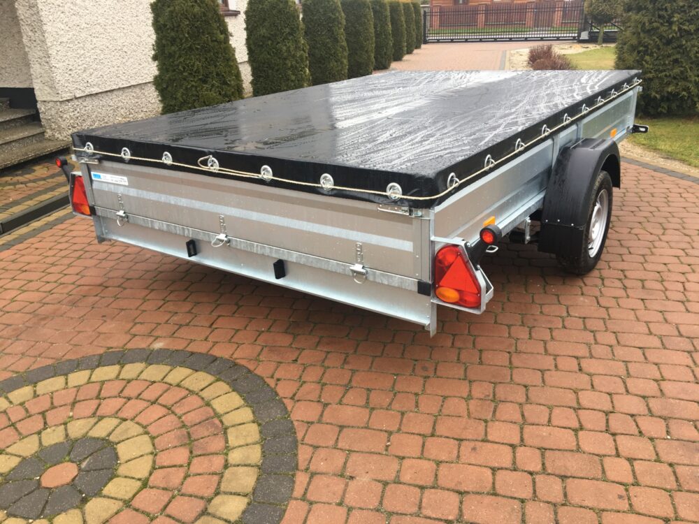 PRZYCZEPA jednoosiowa 301x199x37cm + plandeka płaska