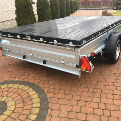 PRZYCZEPA jednoosiowa 301x199x37cm + plandeka płaska