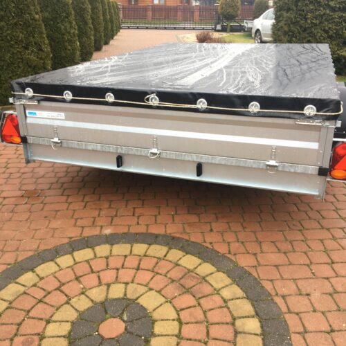 PRZYCZEPA jednoosiowa 301x199x37cm + plandeka płaska