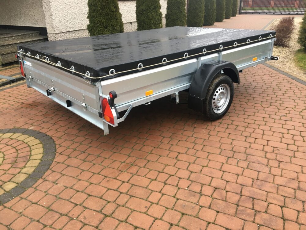 PRZYCZEPA jednoosiowa 301x199x37cm + plandeka płaska
