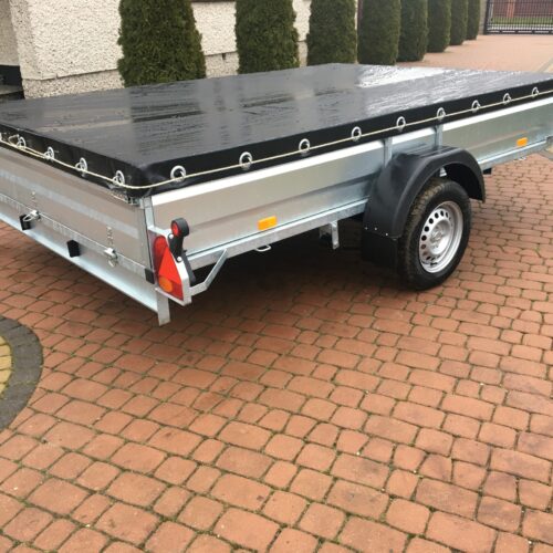 PRZYCZEPA jednoosiowa 301x199x37cm + plandeka płaska