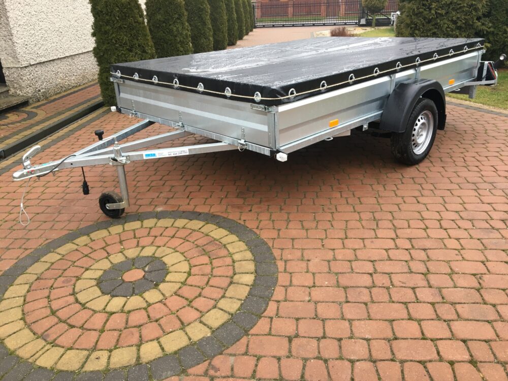 PRZYCZEPA jednoosiowa 301x199x37cm + plandeka płaska