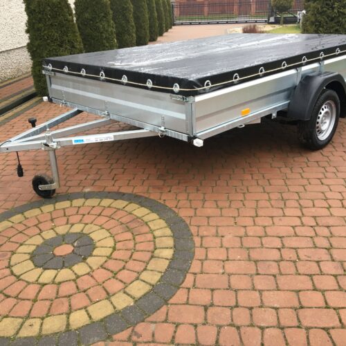 PRZYCZEPA jednoosiowa 301x199x37cm + plandeka płaska