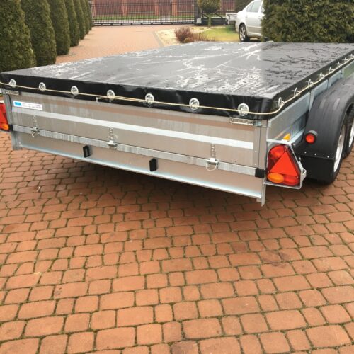 PRZYCZEPA dwuosiowa 301x199x37cm + plandeka płaska