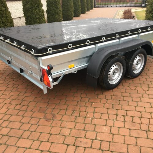 PRZYCZEPA dwuosiowa 301x199x37cm + plandeka płaska