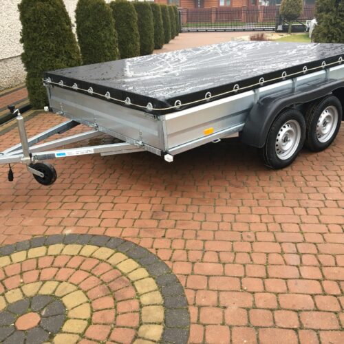 PRZYCZEPA dwuosiowa 301x199x37cm + plandeka płaska