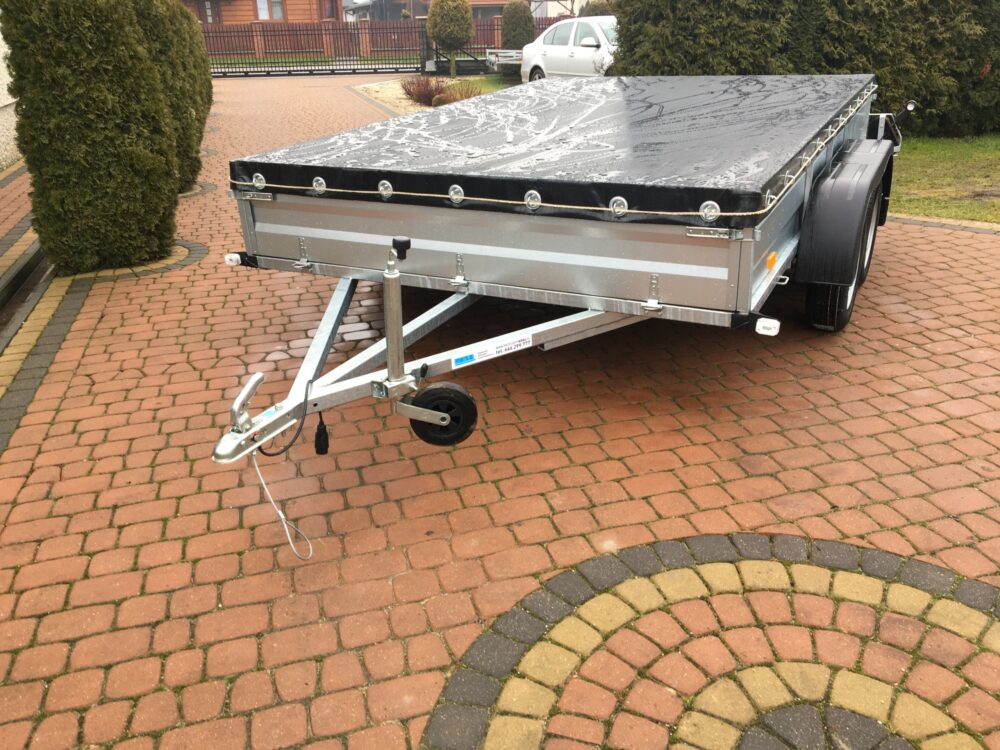 PRZYCZEPA dwuosiowa 301x199x37cm + plandeka płaska