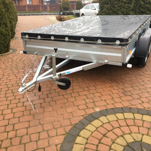 PRZYCZEPA dwuosiowa 301x199x37cm + plandeka płaska