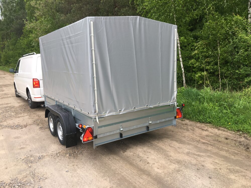 PRZYCZEPA dwuosiowa 301x179x37cm + 140cm plandeka