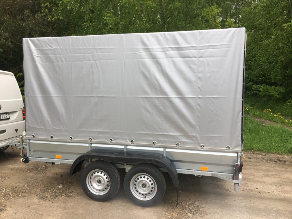 PRZYCZEPA dwuosiowa 301x179x37cm + 140cm plandeka