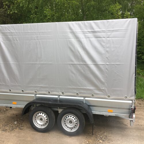 PRZYCZEPA dwuosiowa 301x179x37cm + 140cm plandeka
