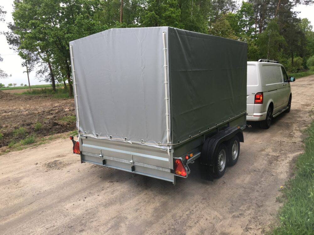PRZYCZEPA dwuosiowa 301x179x37cm + 140cm plandeka