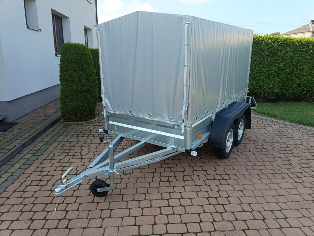 PRZYCZEPA dwuosiowa 251x126x37 + 100cm plandeka