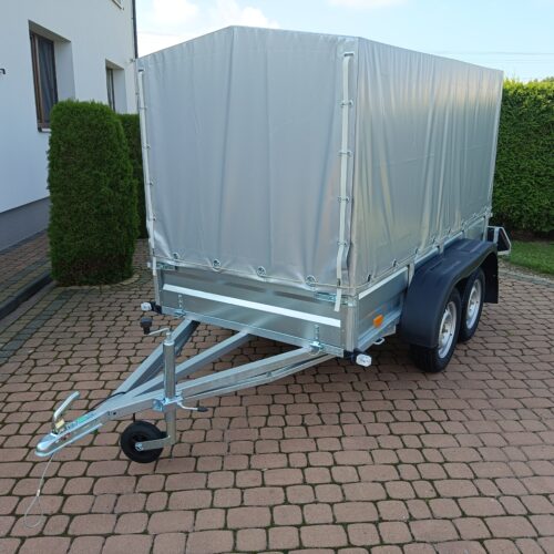 PRZYCZEPA dwuosiowa 251x126x37 + 100cm plandeka