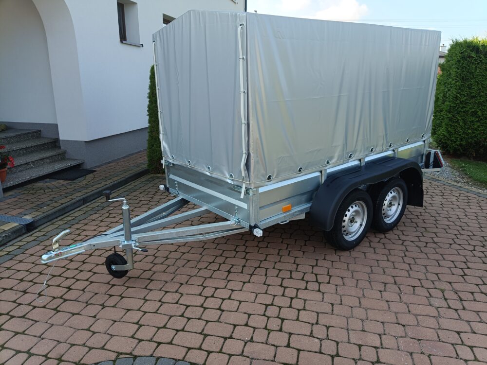 PRZYCZEPA dwuosiowa 251x126x37 + 100cm plandeka