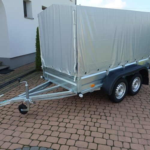 PRZYCZEPA dwuosiowa 251x126x37 + 100cm plandeka