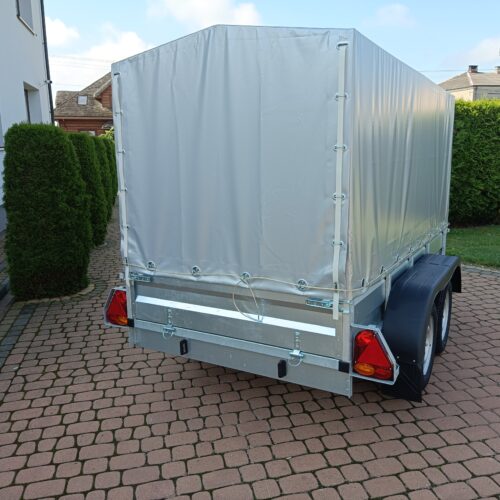 PRZYCZEPA dwuosiowa 251x126x37 + 100cm plandeka