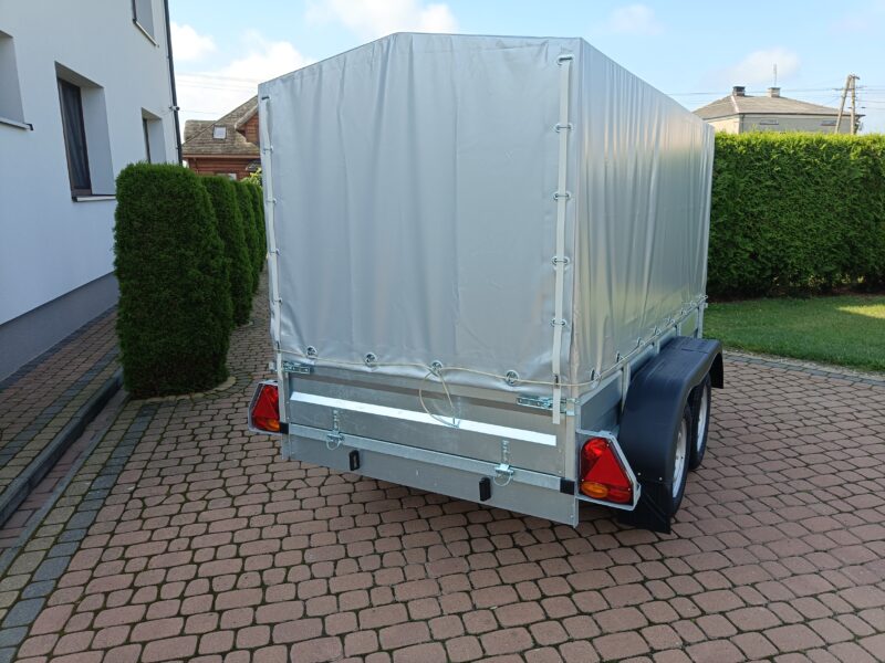 PRZYCZEPA dwuosiowa 251x126x37 + 100cm plandeka