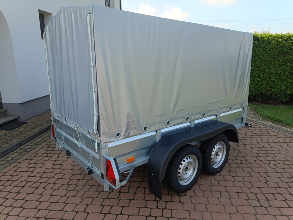 PRZYCZEPA dwuosiowa 251x126x37 + 100cm plandeka