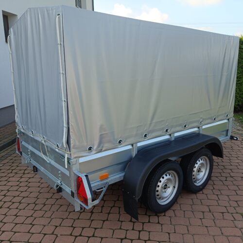 PRZYCZEPA dwuosiowa 251x126x37 + 100cm plandeka