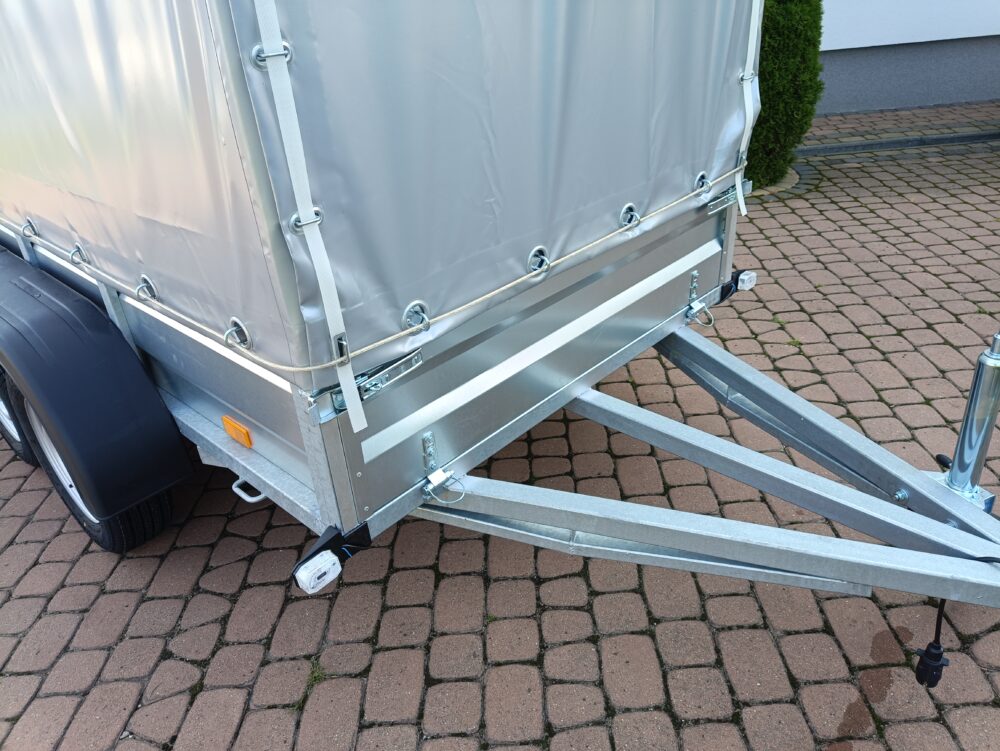 PRZYCZEPA dwuosiowa 251x126x37 + 100cm plandeka