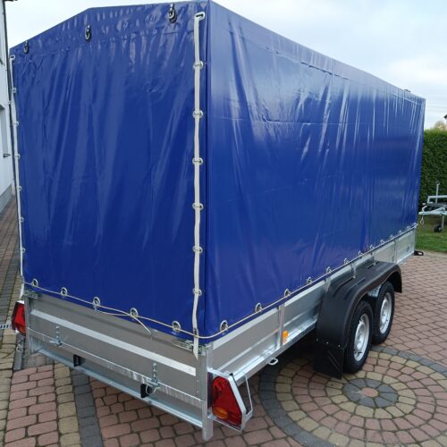 PRZYCZEPA dwuosiowa 401x149x37cm + 140cm plandeka