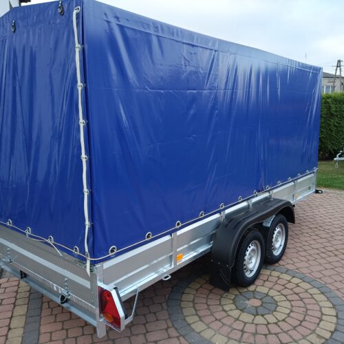 PRZYCZEPA dwuosiowa 401x149x37cm + 140cm plandeka