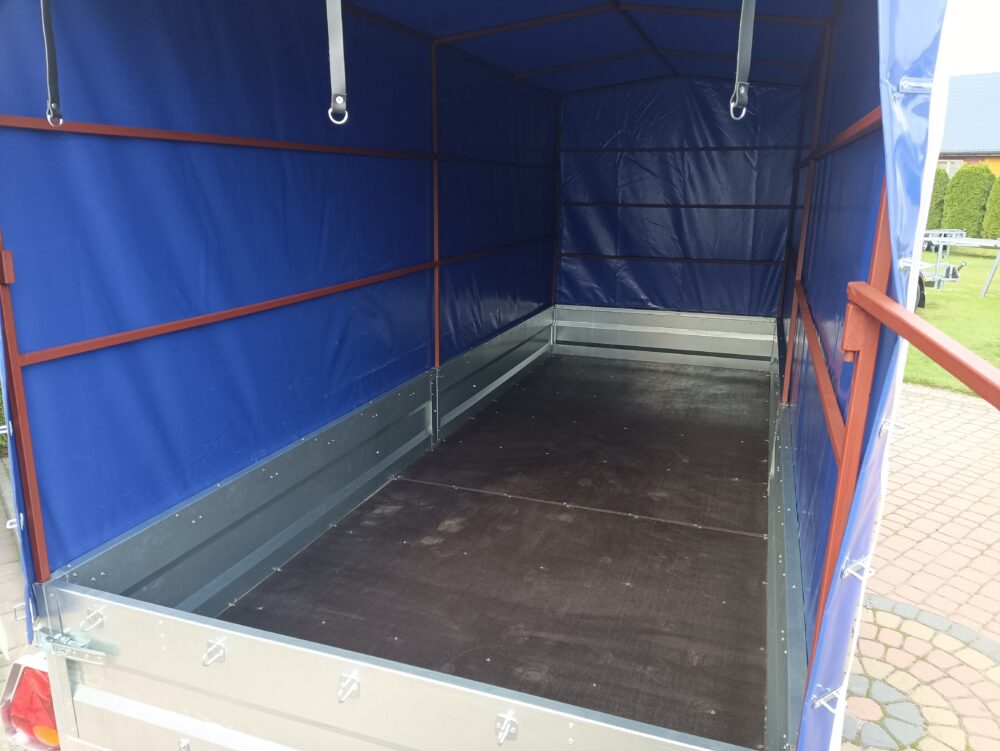 PRZYCZEPA dwuosiowa 401x149x37cm + 140cm plandeka