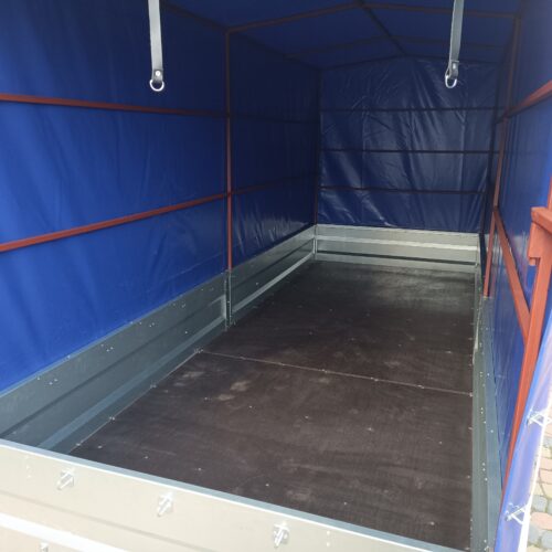 PRZYCZEPA dwuosiowa 401x149x37cm + 140cm plandeka