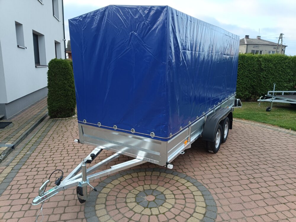 PRZYCZEPA dwuosiowa 401x149x37cm + 140cm plandeka
