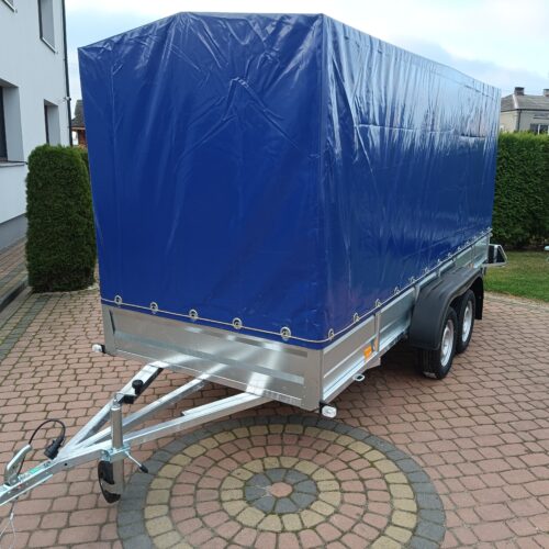 PRZYCZEPA dwuosiowa 401x149x37cm + 140cm plandeka
