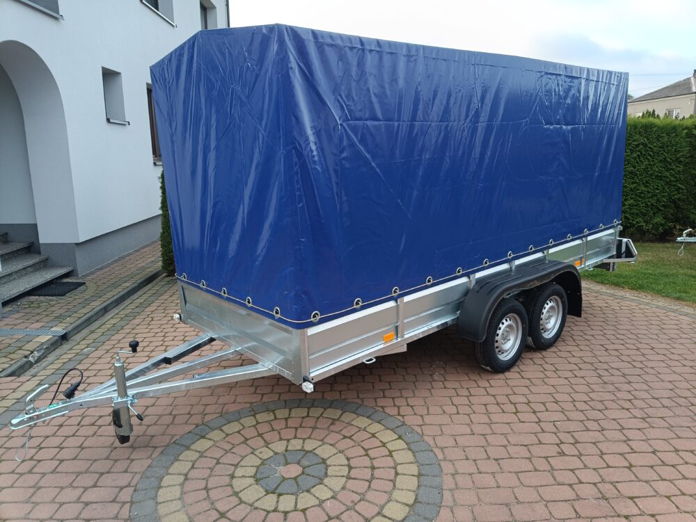 PRZYCZEPA dwuosiowa 401x149x37cm + 140cm plandeka