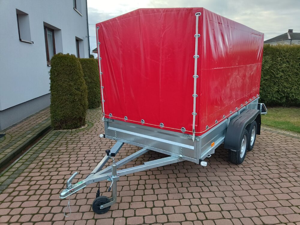 PRZYCZEPA dwuosiowa 301x149x37cm + 120cm plandeka