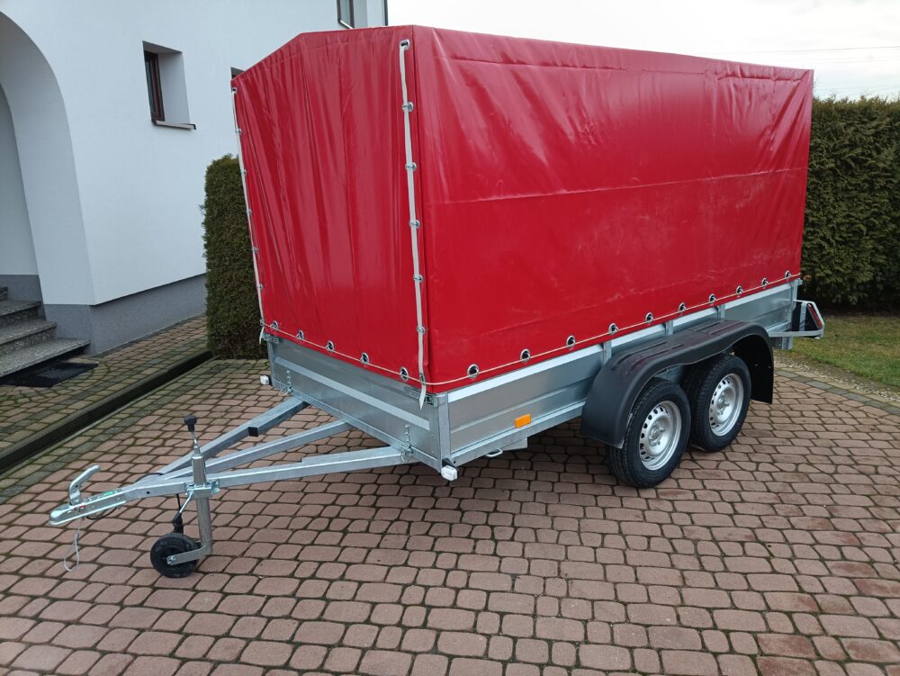 PRZYCZEPA dwuosiowa 301x149x37cm + 120cm plandeka