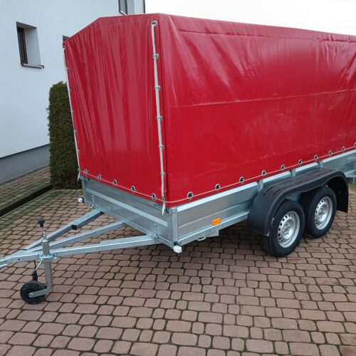 PRZYCZEPA dwuosiowa 301x149x37cm + 120cm plandeka