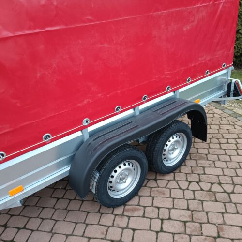 PRZYCZEPA dwuosiowa 301x149x37cm + 120cm plandeka