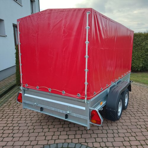 PRZYCZEPA dwuosiowa 301x149x37cm + 120cm plandeka