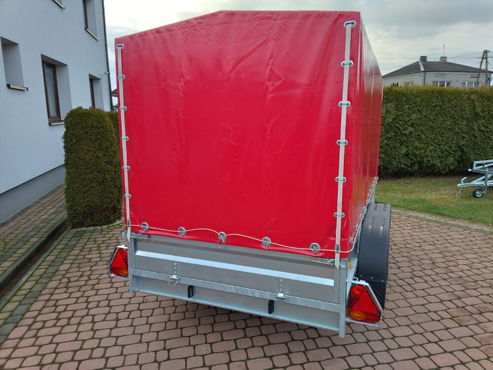 PRZYCZEPA dwuosiowa 301x149x37cm + 120cm plandeka