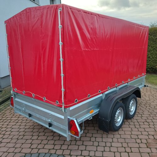 PRZYCZEPA dwuosiowa 301x149x37cm + 120cm plandeka