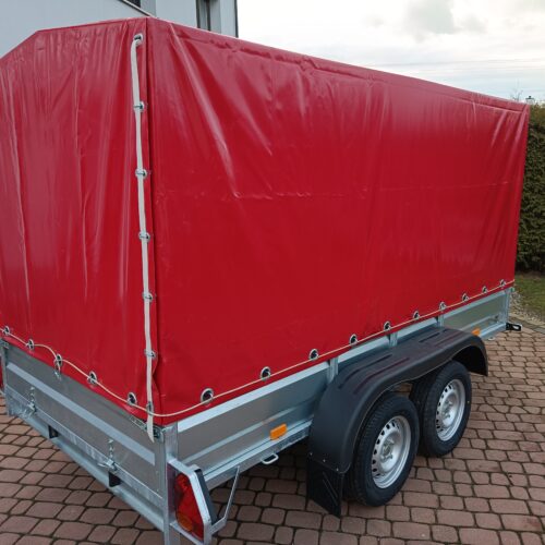 PRZYCZEPA dwuosiowa 301x149x37cm + 120cm plandeka