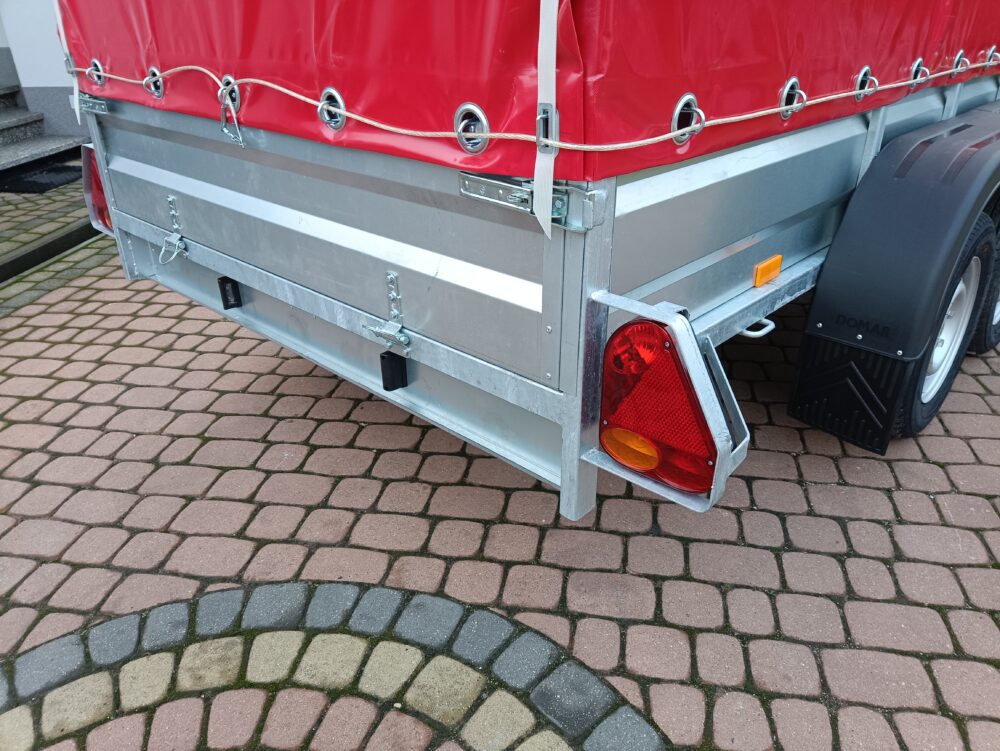 PRZYCZEPA dwuosiowa 301x149x37cm + 120cm plandeka